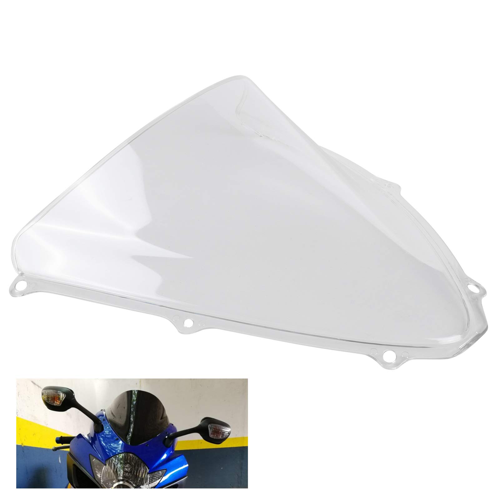 Generic Accessorio per Moto, il Parabrezza per PC Ad Alta Resistenza Protegge Dal Freddo e Dal Rumore, Adatto per GSXR 600/750 K6 2006-2007, Installazione Facile, 1 pezzo. (Trasparente)