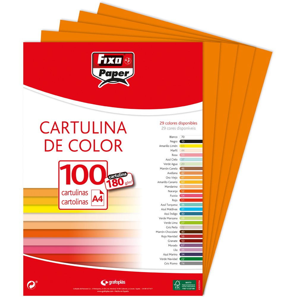 Fixo 11110452 – Pack of 100 Card, A4, Orange