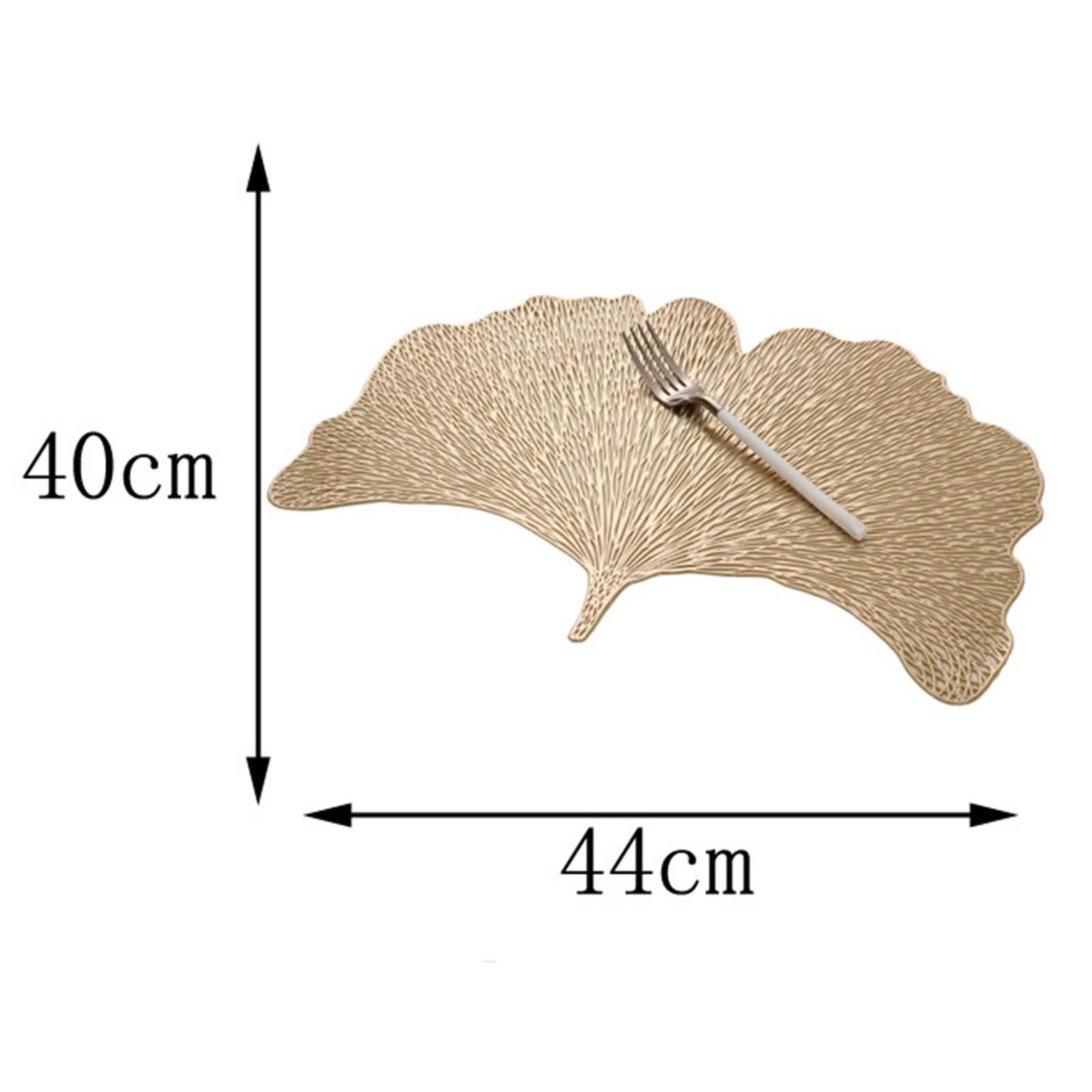 Placemats for Dining Table Gold, Set de Table Lavable Automne Lot de 6 Motif de Feuille de Ginkgo Creuse de Luxe PVC sous Assiette 40x44cm