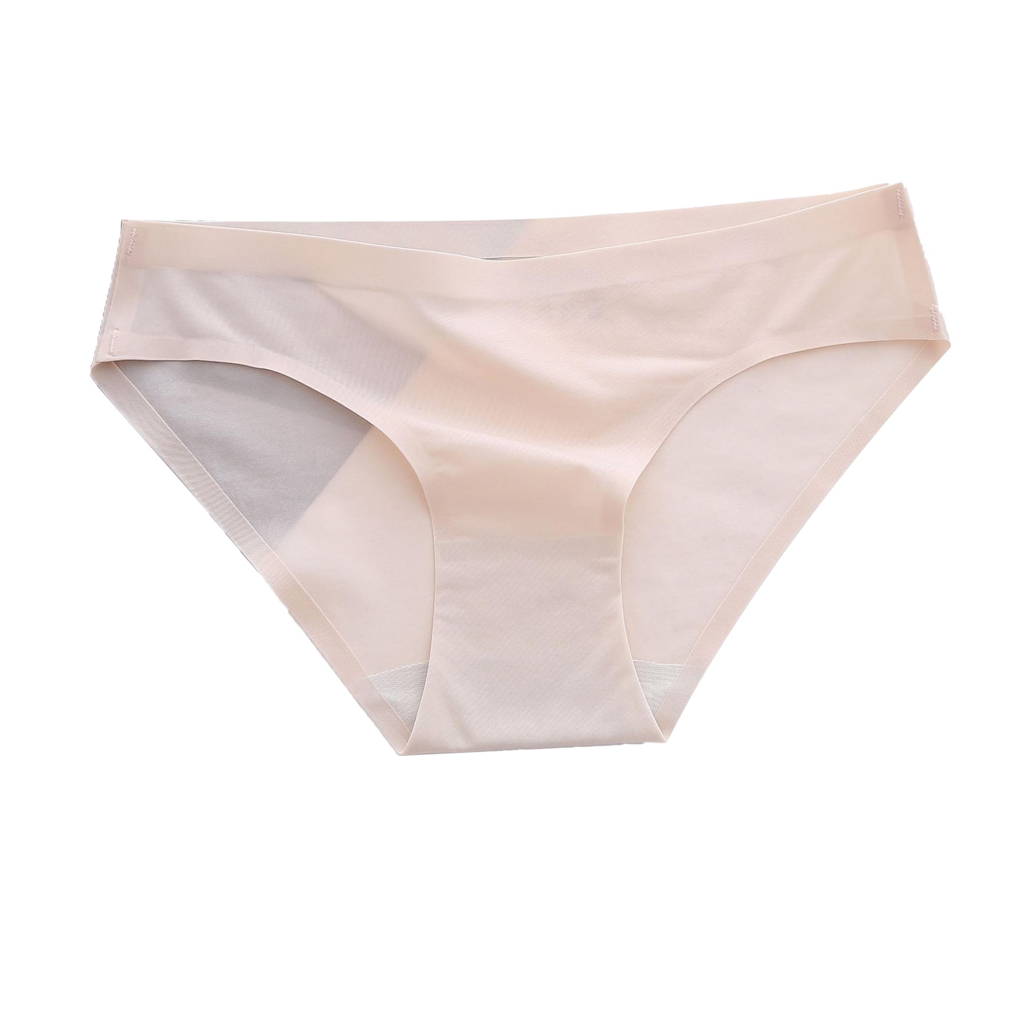 DGHM-JLMY Womens Underwear Stretch Sexy Solid Color Breathable Seamless Ice Silk Underwear Comfortable Low Waist Briefs Apricot 1Pc