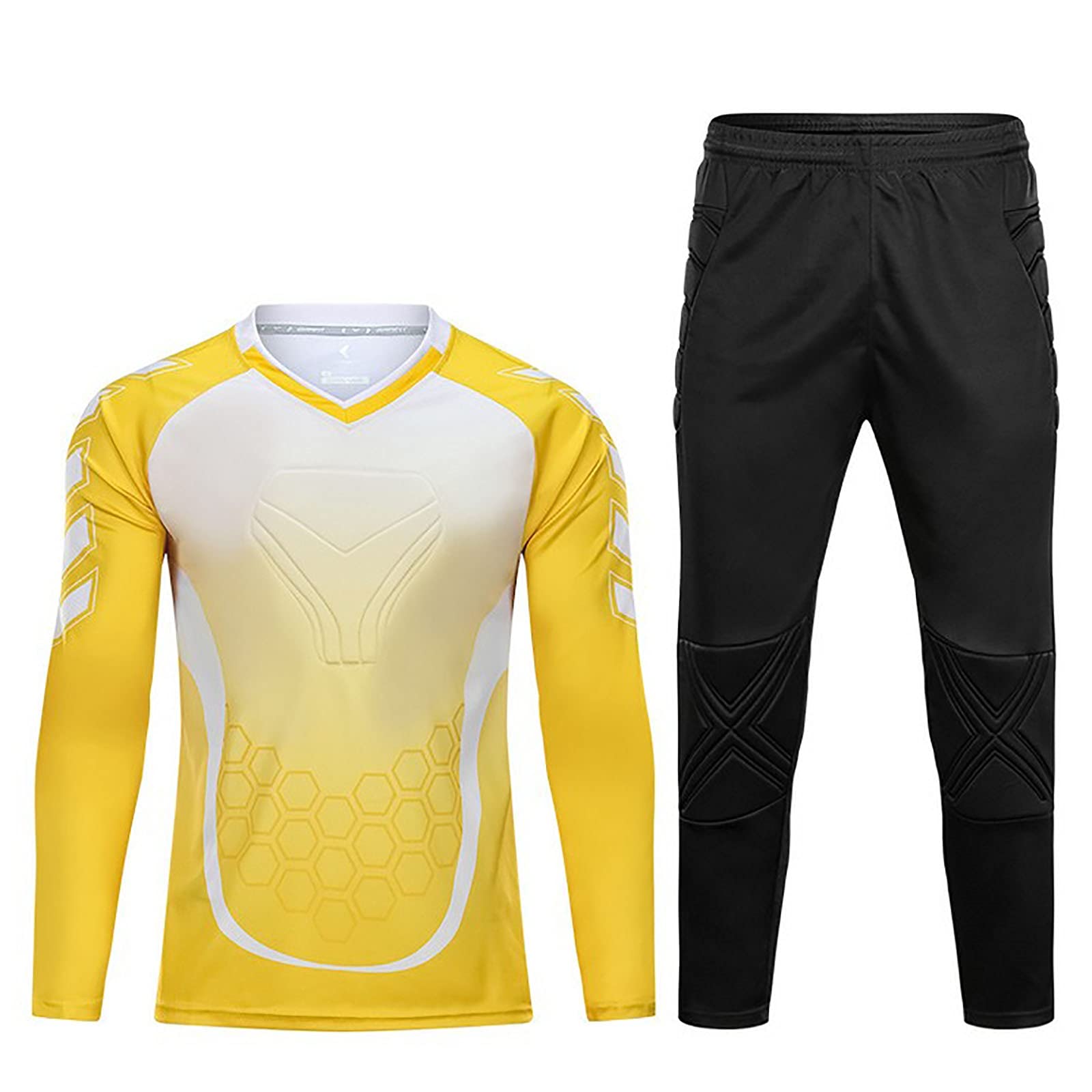 G&F Herren Torwart-Trikot Gepolstert Trikots mit Schwammschutz für Erwachsene und Kinder Antikollisions 2 Stück (Color : Yellow, Size : XS)