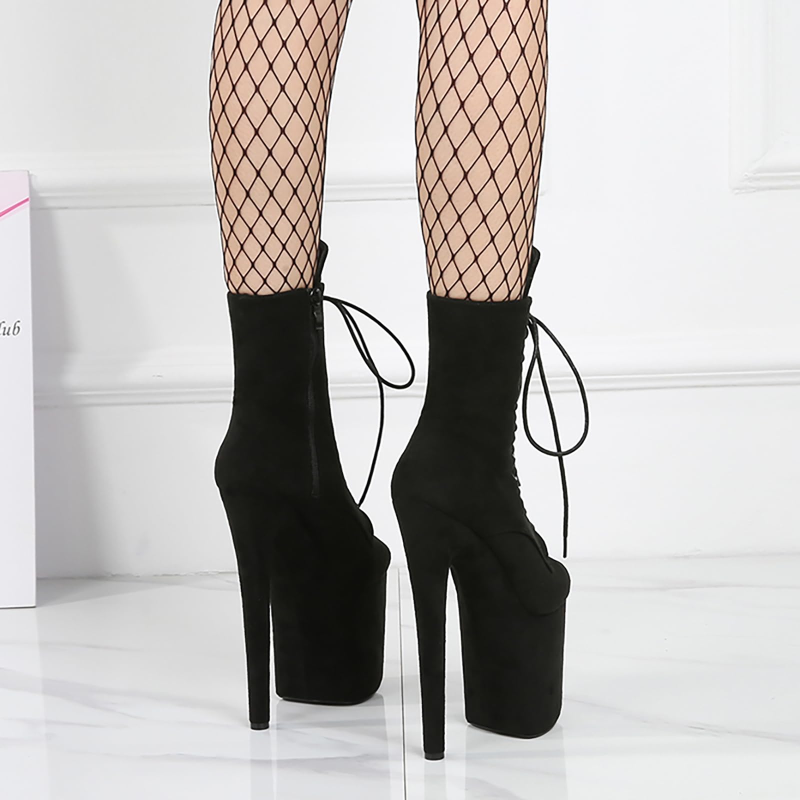 Bottines à Plateforme et Bout Ouvert à Talons Hauts de 20 CM pour Femmes. Bottines Unisexes à Talons Extra Hauts pour Adultes pour soirées, Pole Dance, stripteaseuses