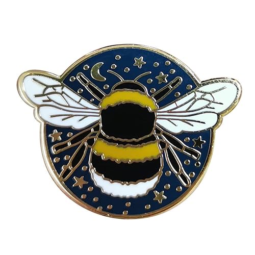 Bumblebee Badge Star and Moon Brooch Artist Shiny Jewelry Art Student Graduation Souvenir Gift Star Bee Brooch Drip Oil Painted Enamel Pin Suitable for Hat Jacket Canvas Bag, Zinc, no gemstone