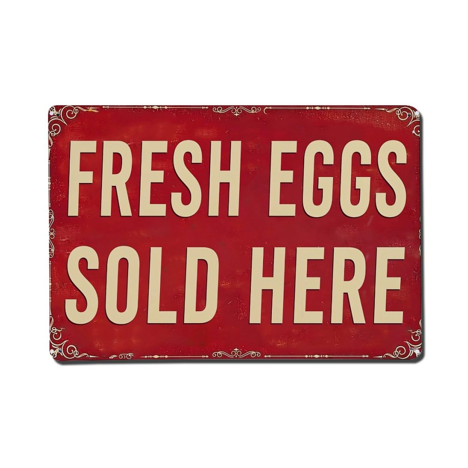 Fresh Eggs Sold Here Sign Retro Metal Tin Sign, Vintage Metal Poster for Home, Gaming Room, Studio Workshop,Bar,Garage Wall Art Decor 8x12 Inch