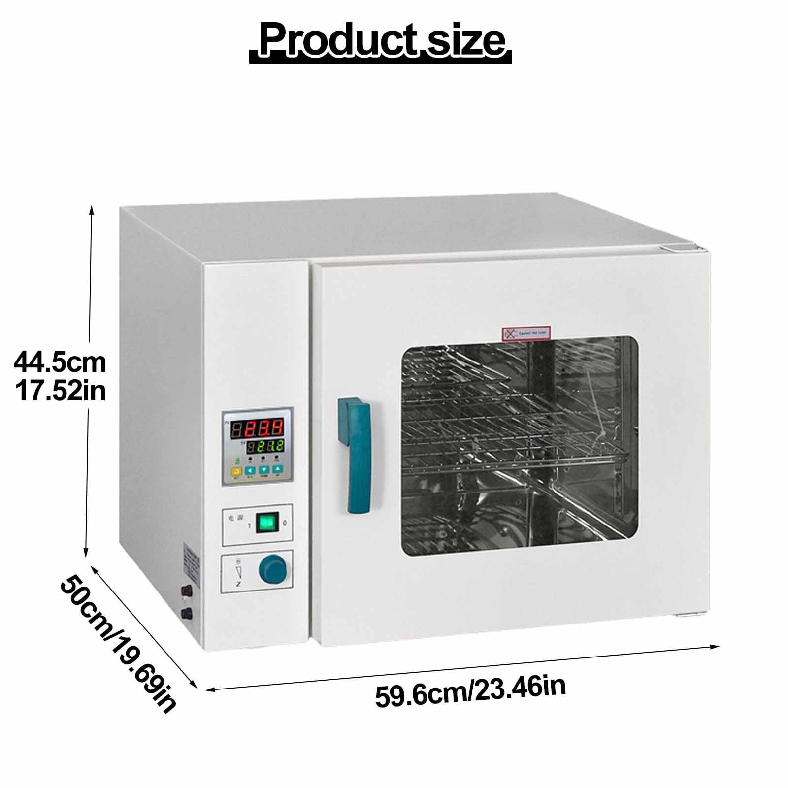 Umluft-Trockenofen für Labore, Wärmebehandlungsofen | 23 l, 810 W, Digitalanzeige, Temperaturregler, zweigeteilt, Raumtemperatur + 10–200 °C