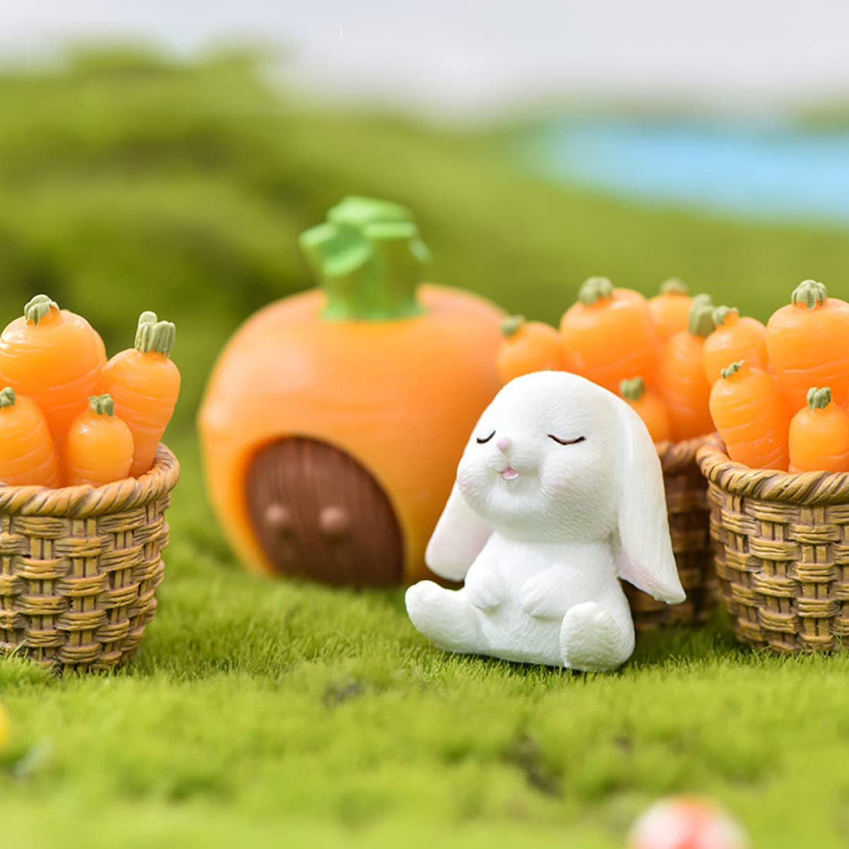 PRETYZOOM 2 Sätze Mikrolandschaftsdekoration Hasenfiguren Animal Figures Easter Bunny Gartendekoration Ostern Tischdeko Bonsai-Ornament Mikro-landschaftsschmuck Kunstharz 15 Stück * 2