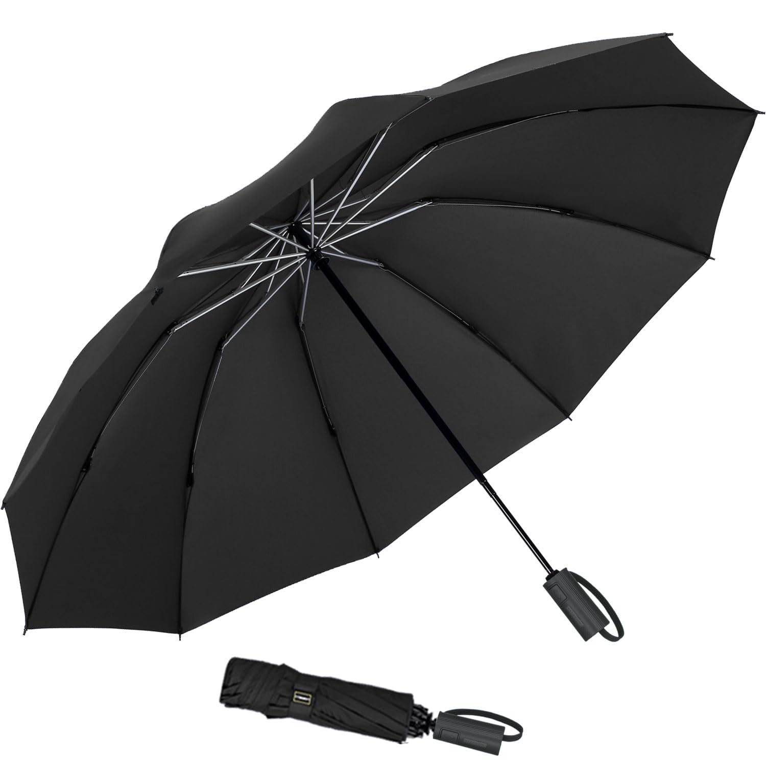 LANBRELLAUmbrella Windproof Travel Umbrella Compact Folding Reverse Umbrella