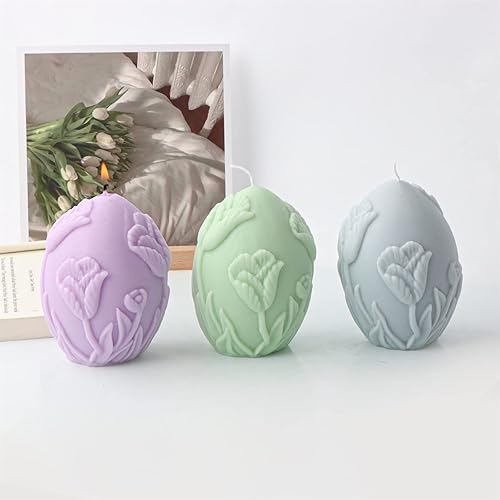 Miniatura 4 de Molde de silicona para velas de huevo en relieve molde ovalado para jabón fondant chocolate caramelo pastel decoración herramientas para hornear