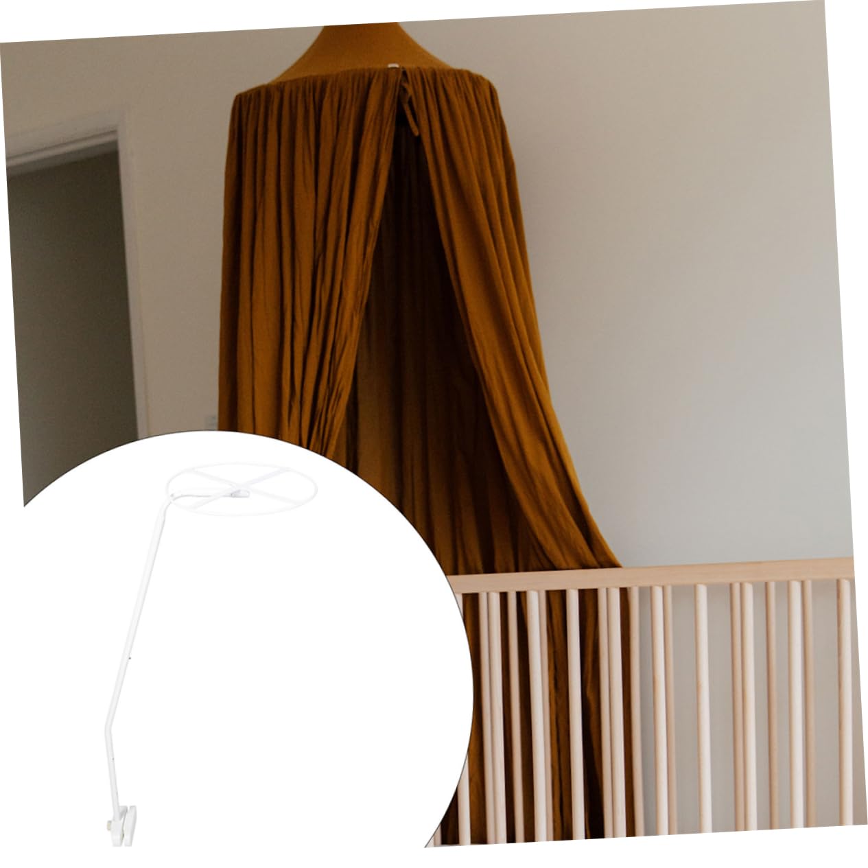 Supporto per Baldacchino Zanzariera per Culla, 2 Set in Acciaio | Bianco, Design Smontabile, Installazione Semplice, per Sponda Fino a 2, 4cm