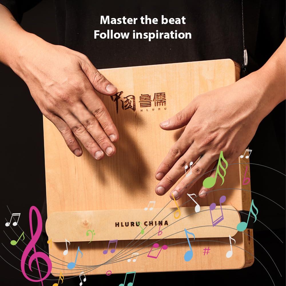 HUIOP Cajón Tambor de Madera 3 en 1 Instrumento de Percusión de Tambor de Mano Plano con Correa Ajustable Tambor de Caja portátil para Principiantes Viajes Fiesta Tambores de Mano