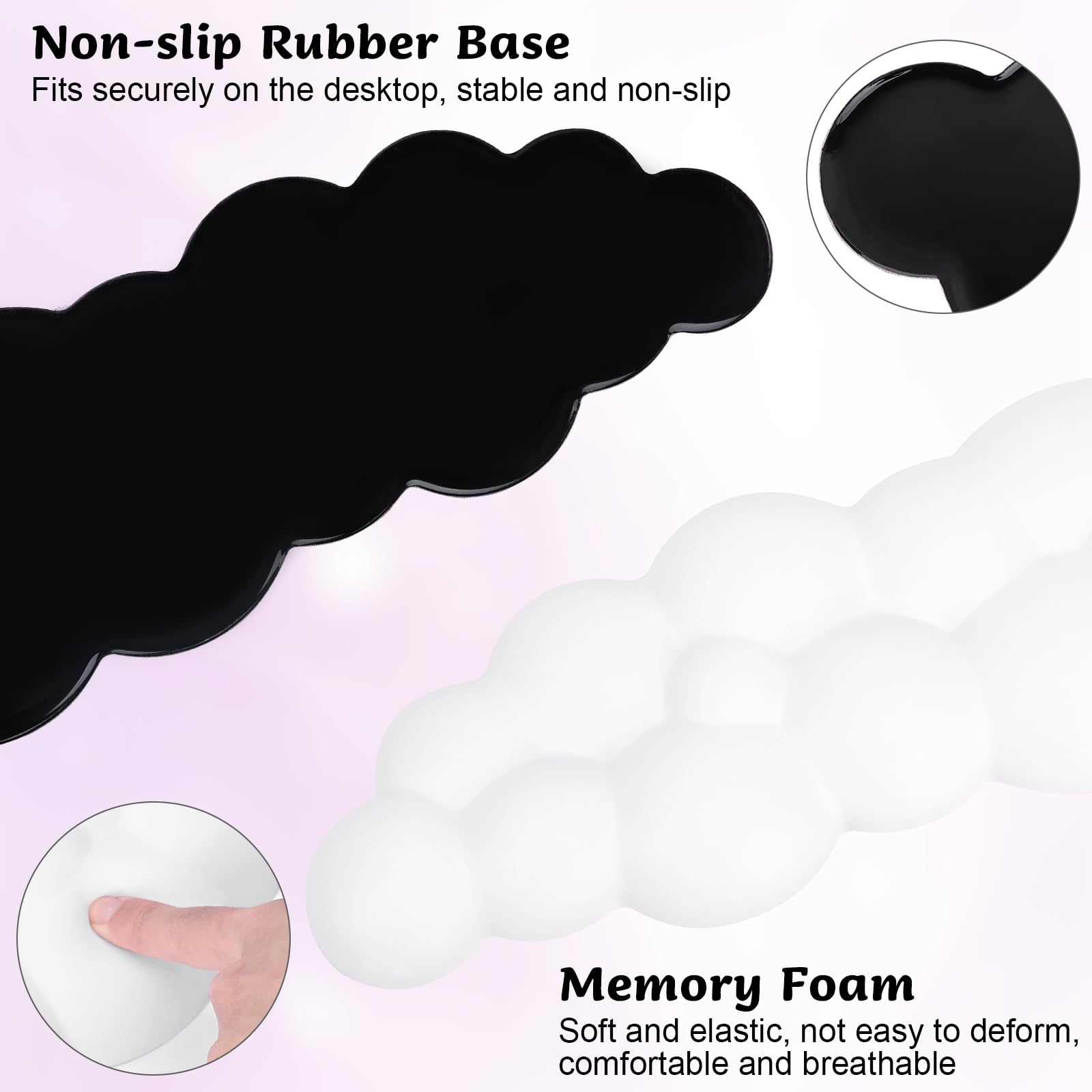 Set Poggiapolsi Tastiera E Mouse Memory Foam - Ergonomico Per Ufficio E Gaming, Rosa - Foto 6