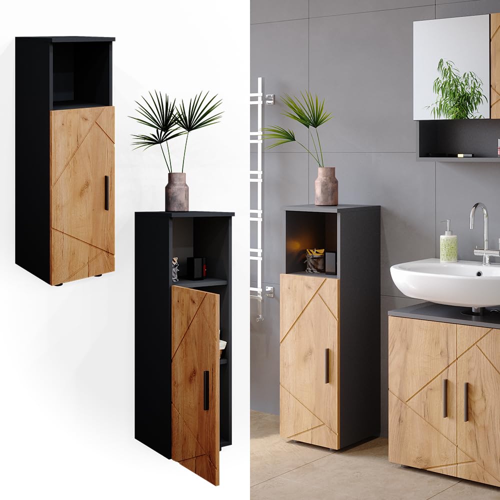 Vicco Meuble Salle de Bain Irma, Chêne doré/Anthracite, 30x95cm
