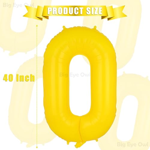 Miniatura 2 de Globos grandes de papel de aluminio amarillo número 0 de 40 pulgadas, helio grande Mylar Zero globo para decoración de fiesta de cumpleaños de