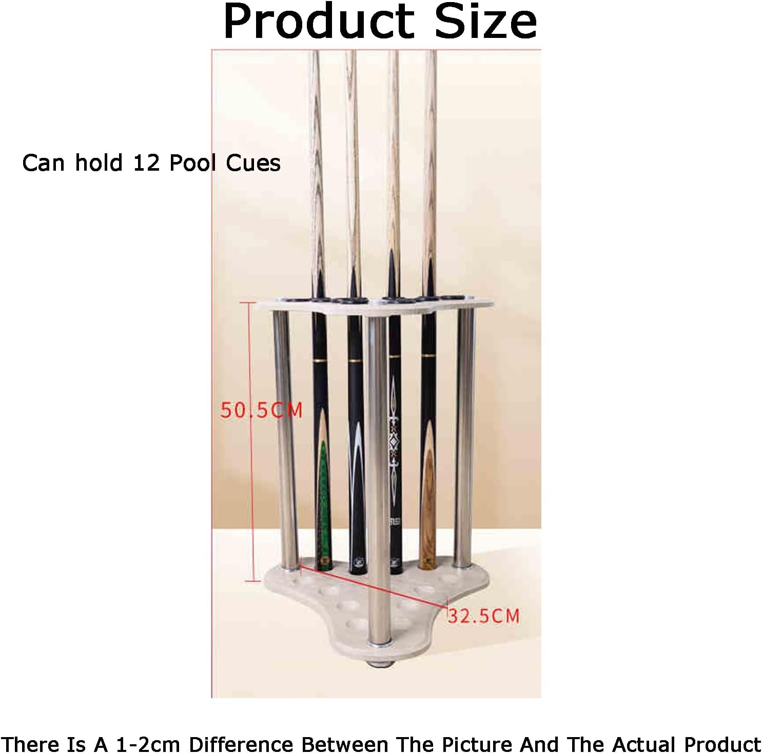 Pool Stick Holder, Corner Pool Cue Holder Rack Hold 12 Cues, Billiard Cue Display Stand for Fishing Rods Pool Cues Pool Stick