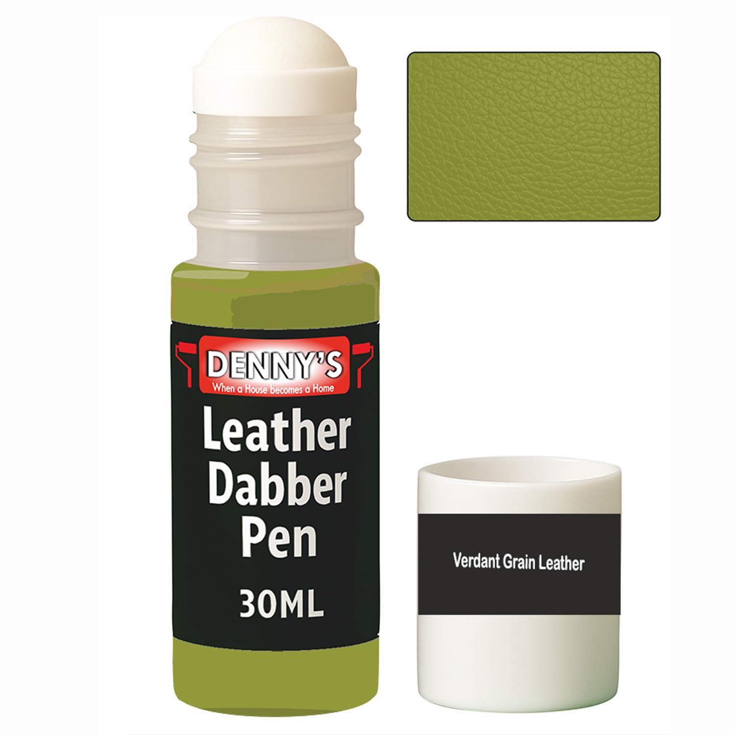 Leather Dabber Pen, 30ml, Leather Recolouring Paint Dye Balm Sofas, Repair Faded & Scratched Upholstery Car Seats, Shoes, Bags, Belts Green Shades (Verdant Grain Leather)