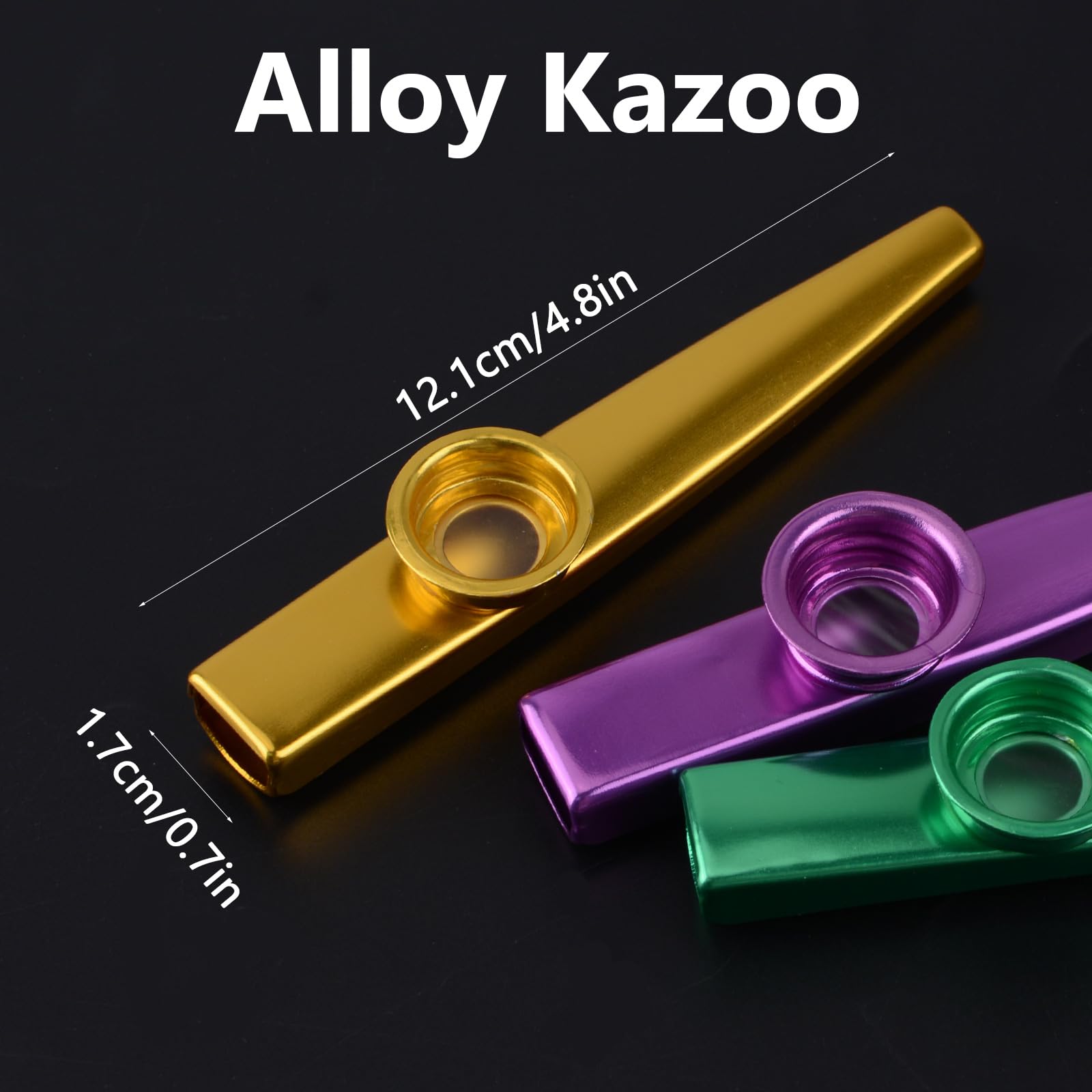 WANDIC Kazoo Alliage d'aluminium doré avec 3 membranes de flûte Diaphragme Bouche Kazoos Instruments de musique avec Boîte-Cadeau Vintage
