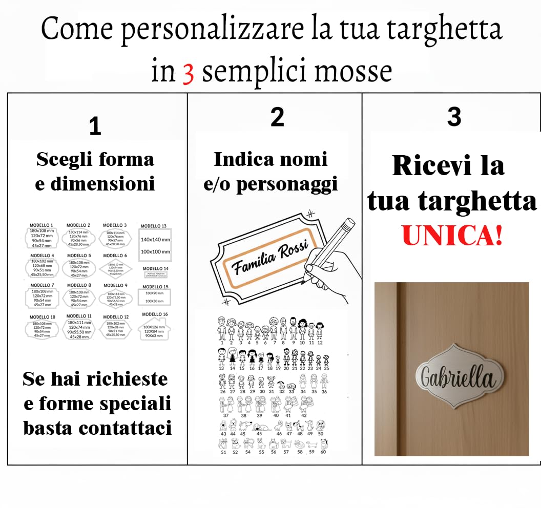 Targa Porta Ingresso Personalizzabile Argento Spazzolato - Nome, Indirizzo, Design a Scelta, Targhetta Fuoriporta Laser Incisa Laminato Plastico