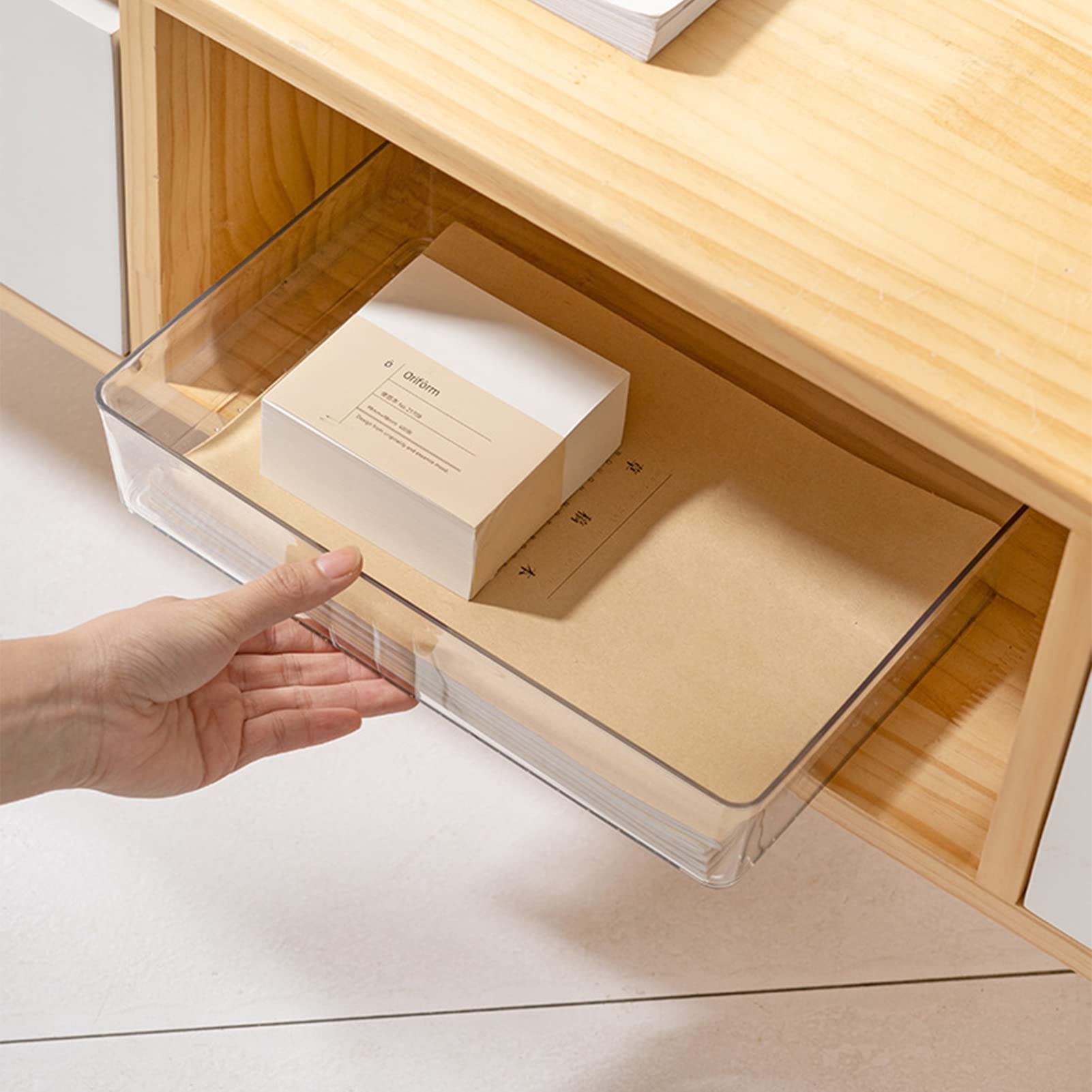 Plateaux de tiroir en plastique transparent – Rangement polyvalent pour cuisine, chambre à coucher, salle de bain, maquillage, séparateurs transparents, petits bacs carrés pour des espaces sans