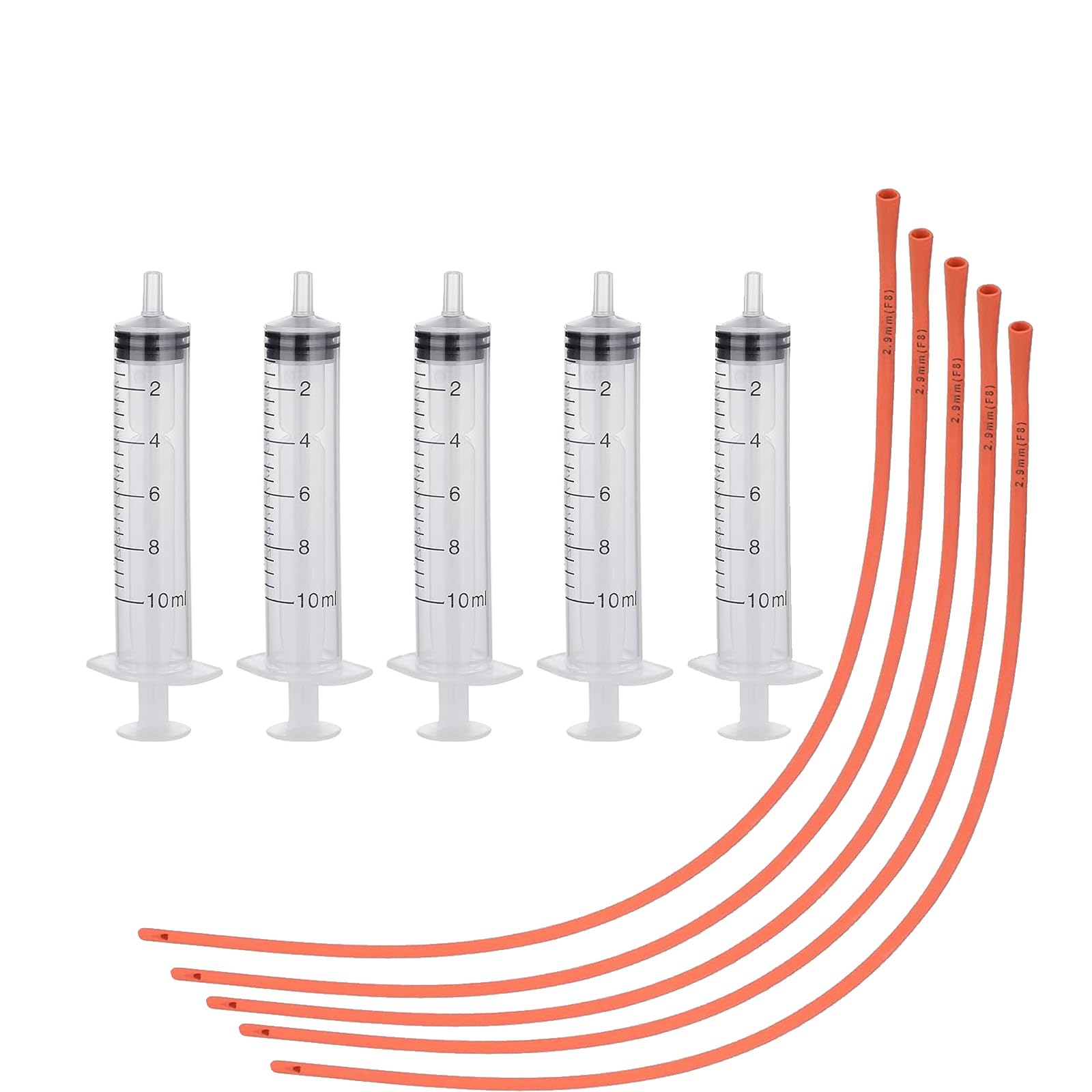 Yoogeer 5 Set Puppy Kitten Feeding Tube Kit Include 5 Pack 8 FR Red Rubber Puppy Feeding Tube and 5 Clear Kitten Syringe for Lamb,Goat,Sheep,Puppy,Kitten Whelping Feeding Watering (10ML)
