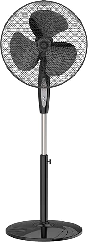 Miniatura 2 de Ventilador de pie de pedestal de 16 pulgadas para el hogar, oficina, dormitorio, con cuchillas dobles oscilantes, motor de CA silencioso, altura