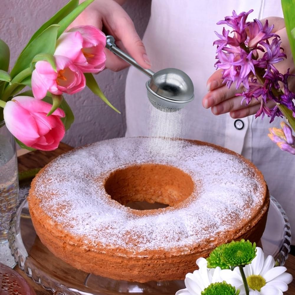 SENHAI - Setaccio per farina e pane a lievitazione naturale, 2 pezzi, setaccio per la cottura, in acciaio inossidabile 304, per zucchero a velo, per zucchero, farina, spezie, colini da tè (mezzo foro