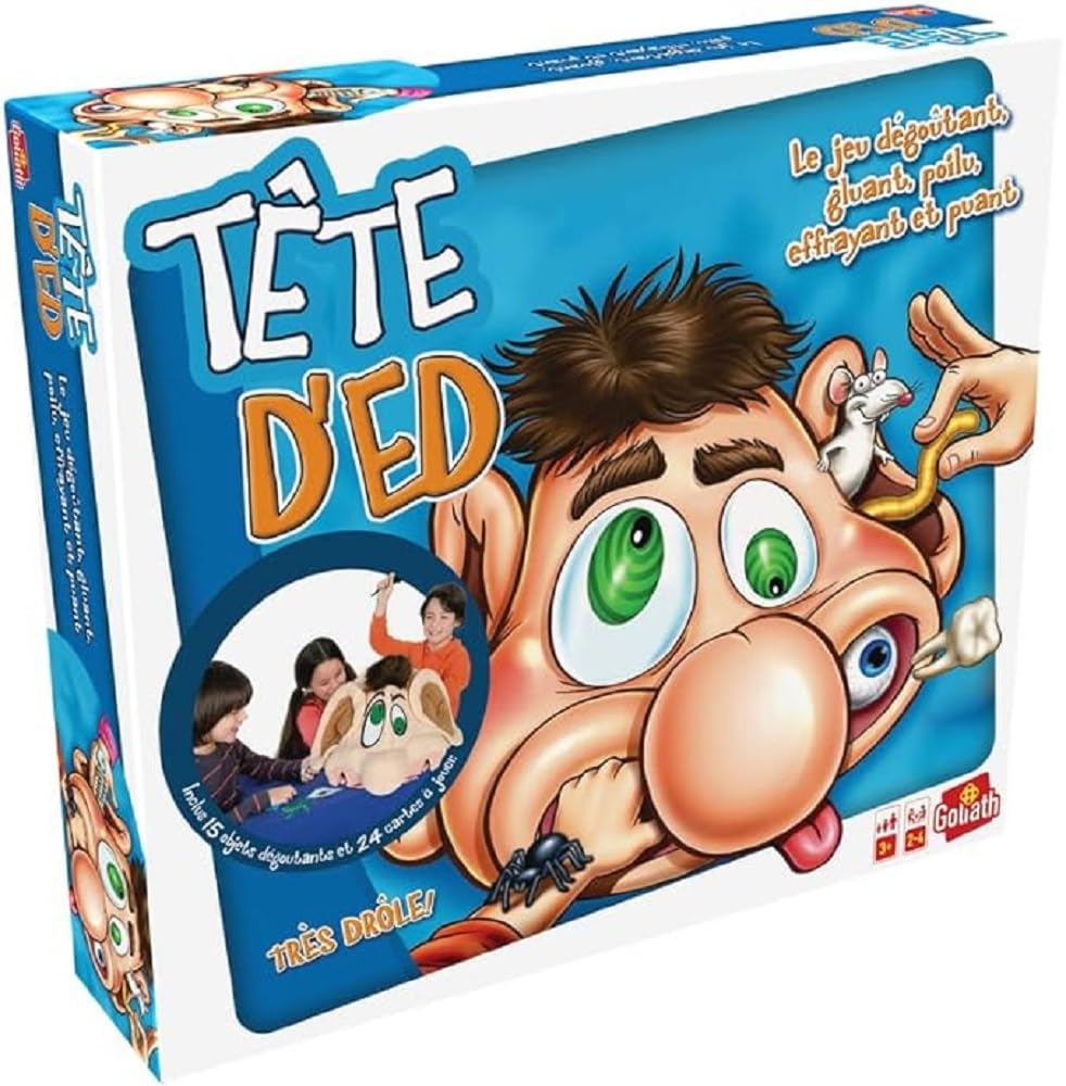 TETE D'ED - Jeu de Société Interactif pour Enfants dès 3 Ans - Jeu Amusant et Dégoutant - Pas Besoin de Savoir Lire - Rires Garantis - Jeu d'Ambiance Familial - 2 à 4 Joueurs