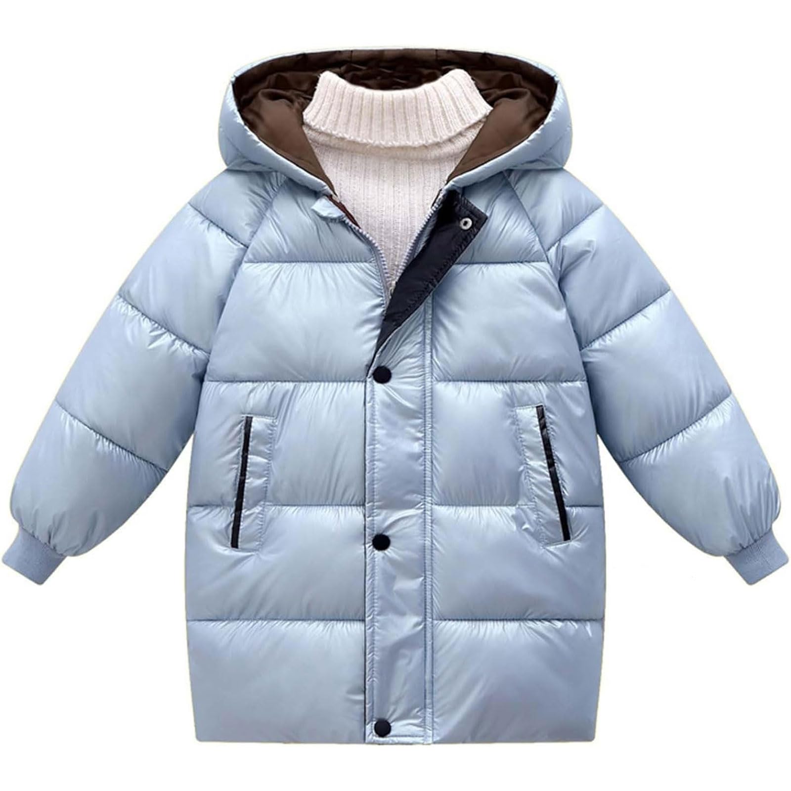 Abbigliamento Invernale per Bambini Cappotto Lungo con Cappuccio per Bambini Piumino per Bambini Autunno e Inverno Cappotto Lungo Imbottito Caldo con Cappuccio per Ragazze 7-8 Anni