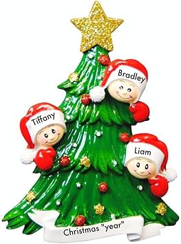 Personalized Christmas Ornament Tree Heads 3 People
