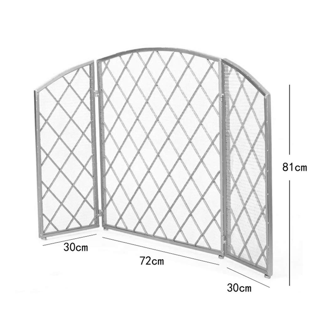 Schermo di Protezione per Camino Pieghevole a 3 Pannelli, parascintille, parafiamma, divisorio con Design ad Arco per stufe a Legna e a Carbone,Black