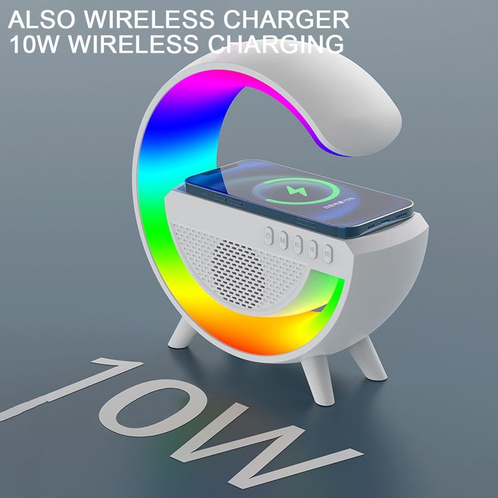 Altoparlante Bluetooth 5.2 Con Caricabatterie Wireless 15W E Luci LED - 4 In 1: Radio, Luce Notturna, Speaker, Power Bank - 6