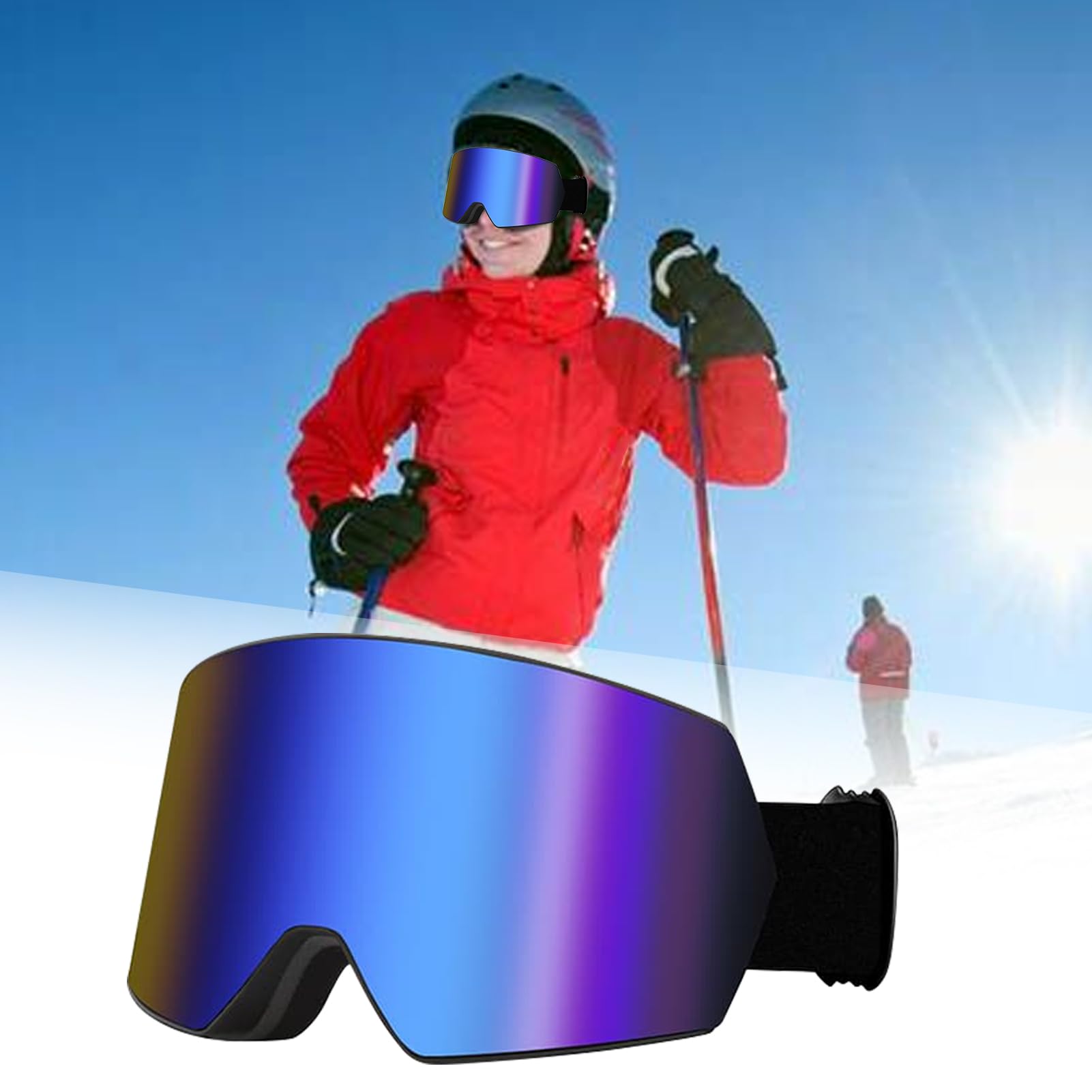 Genérico Occhiali da sci e snowboard per bambini, a doppio strato, antivento, per uomini, donne, adulti e ragazzi