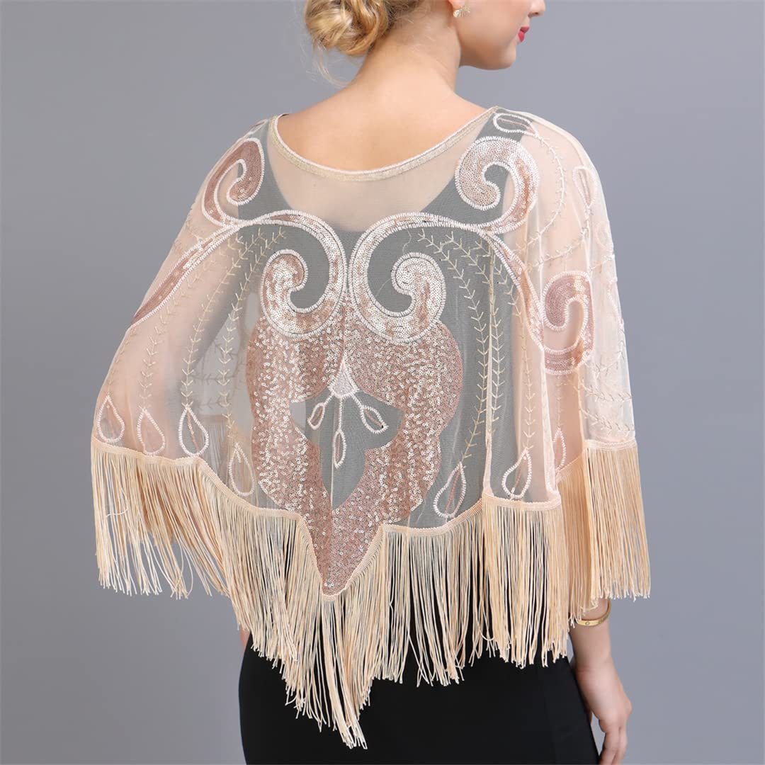 Écharpe Gatsby 1920 Avec Perles Et Paillettes – Boléro Cape Soirée Mariage Vintage - 4