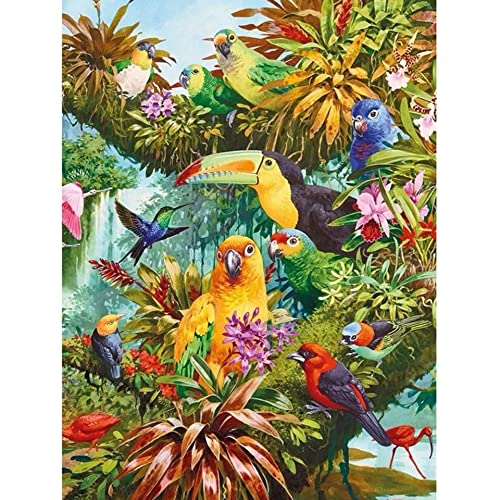 Diamant Peinture Perroquet de la forêt kit complet XXL broderie strass 80x220cm pour salon