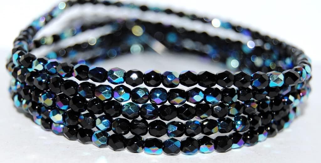 100 pcs Fire Polished Round Faceted Beads, Crystal 95600 (30 95600), Glass, Czech Republic, Size 10 mm (0.39 in)