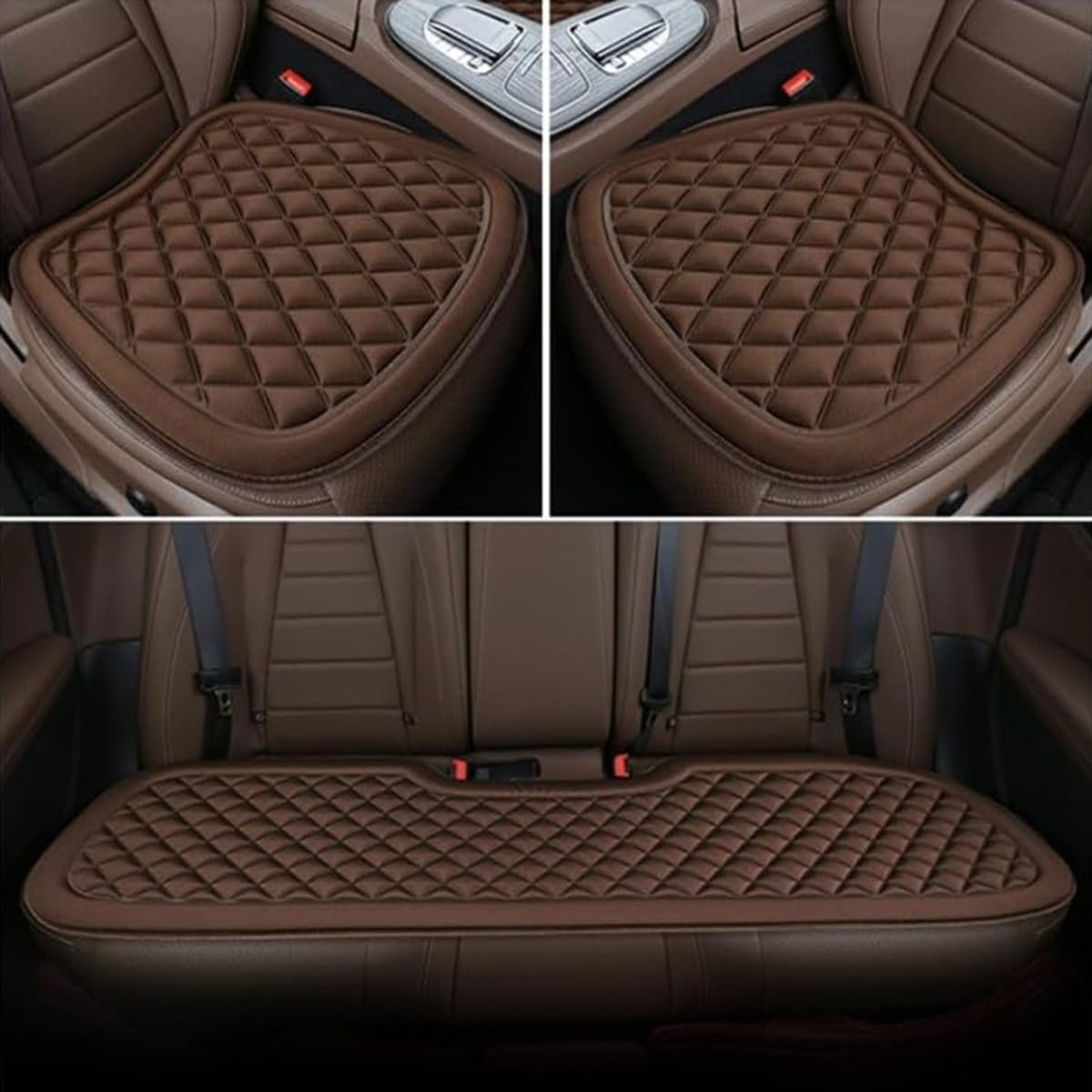 Cuscino per Seggiolino Auto per Citroen Berlingo, Cuscino Guidatore Copri Protezione Sedili per Auto, Morbido e Traspirante,C/Brown- Three Piece Set