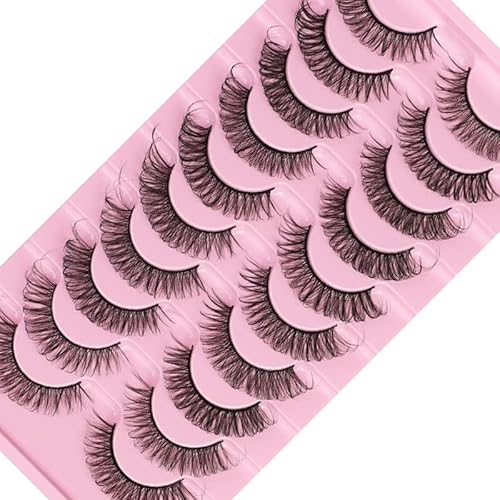 XEANCO False Eyelashes – 10 Pairs Russian Strip Lashes, Natural Look Fluffy Fake Eyelashes, Soft & Lightweight Eye Lashes for All Eye Shapes, Ideal for Parties & Gifts