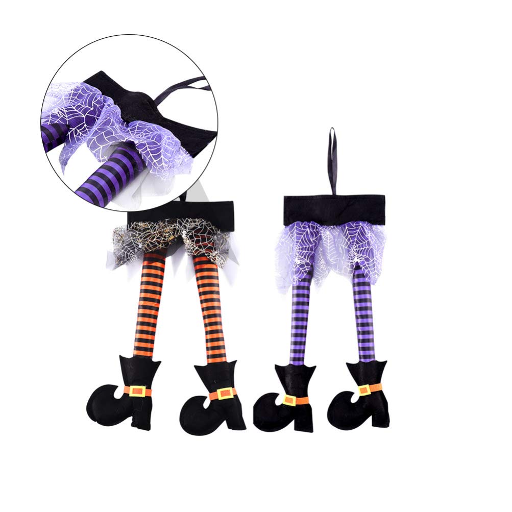 Toddmomy 2 decorazioni da appendere a forma di gambe di strega, per Halloween, per esterni, decorazione per bagagliaio dell'auto e cortile