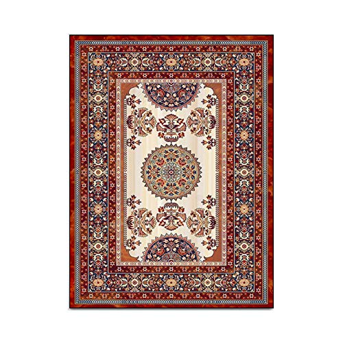 CheungLee Alfombra de área moderna estilo europeo nuevo estilo chino persa, color rojo y marrón, plástico, marrón, 45cm x 75cm (1.5ft x 2.5ft)