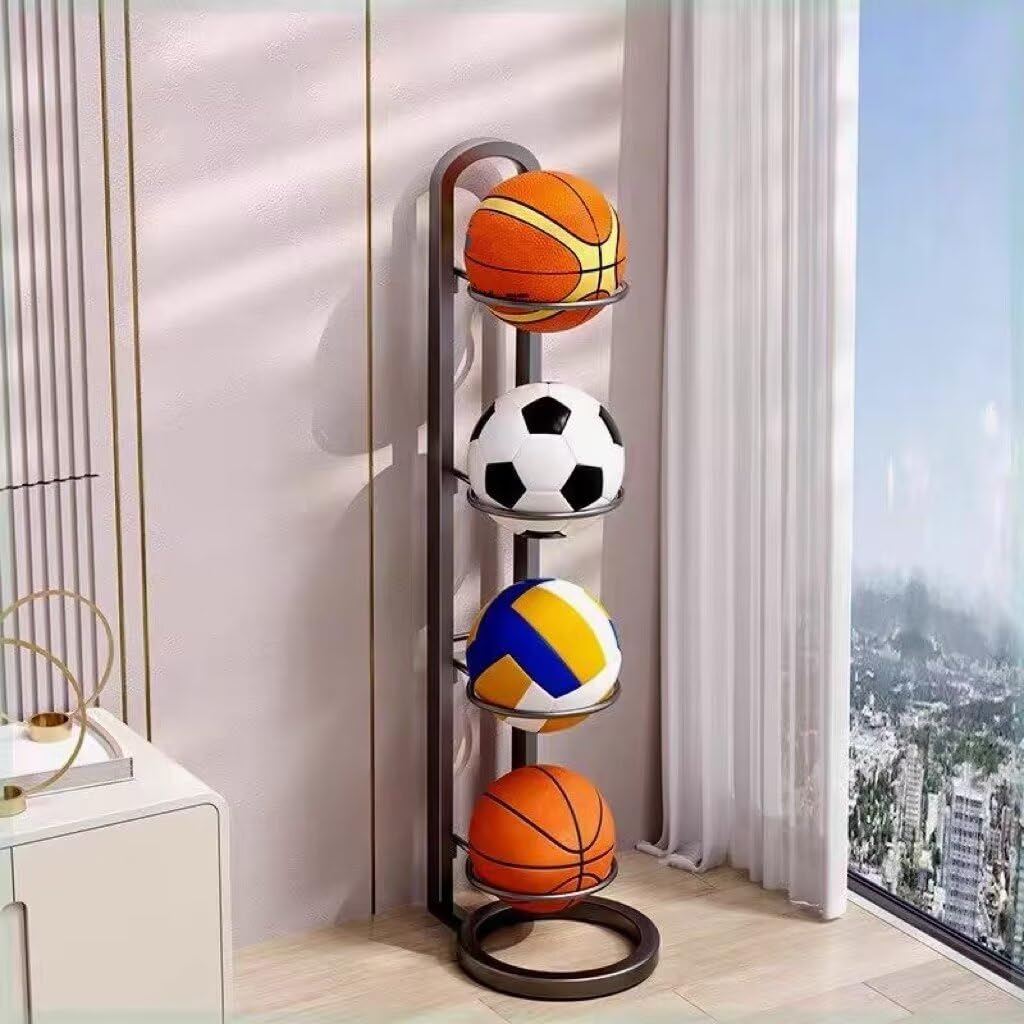 Support Ballon Foot, Rangement Ballon Vertical, Support Ballon Basket en Métal, Support de Basket-Ball, Porte Ballon Basket Amovible, de Balle pour Football Basketball