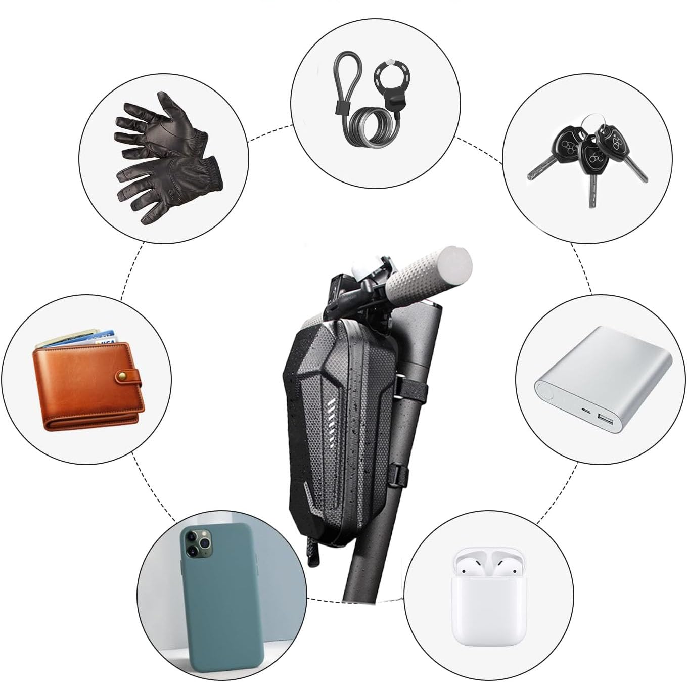 Antivol Trotinette Électrique Haute Sécurité - Cadenas à Menotte 14mm avec 3 Clés avec sac de rangement portable - Anti-Vol pour Scooter/Vélo Électrique/Poussette