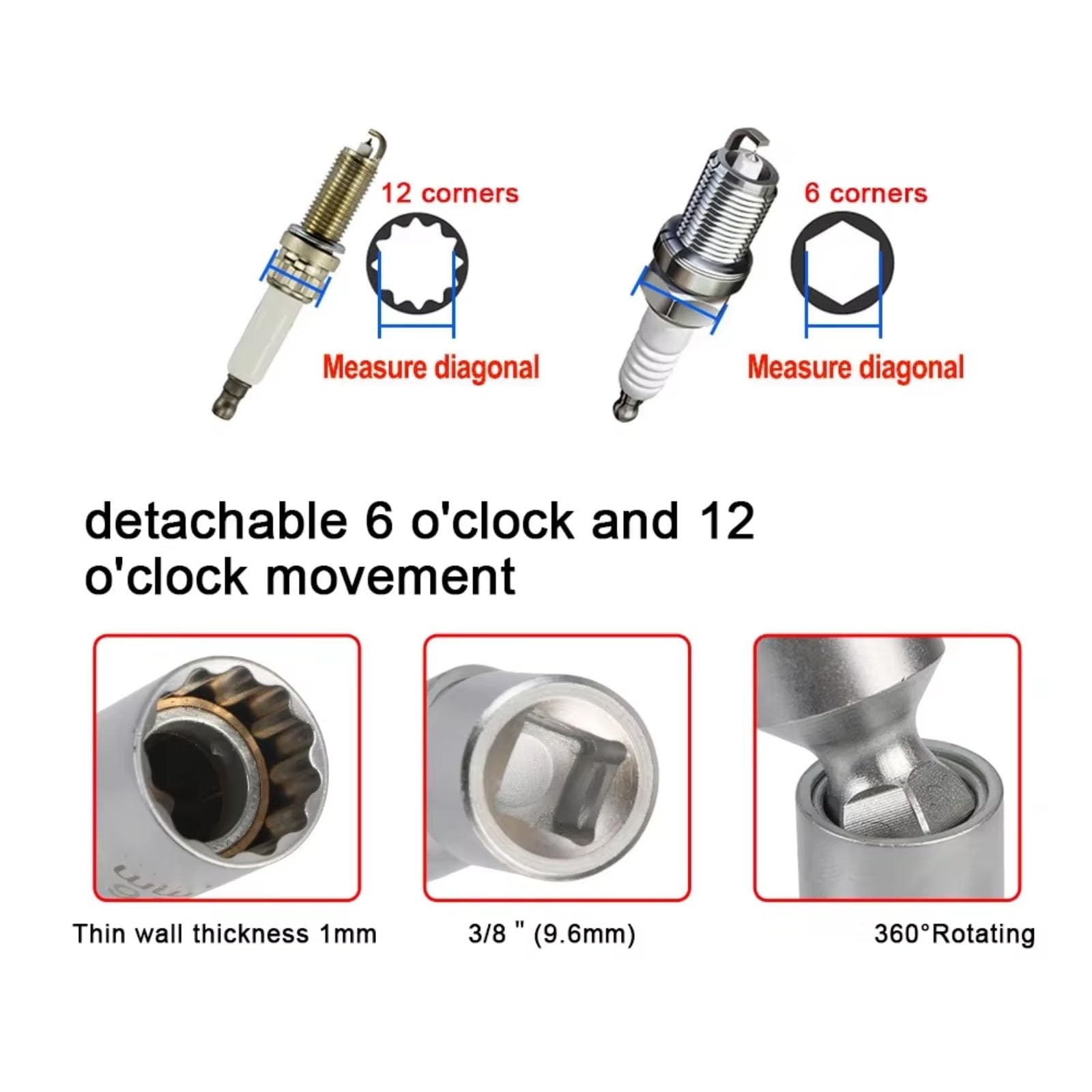 Chiave Flessibile Candela 14Mm Adattatore Presa Corrente Chiave Flessibile Magnetica Strumenti Riparazione Automatica Compatibile con BMW Chiave Candela Set