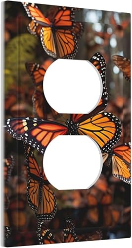 Miniatura 10 de Monarch - Cubiertas de toma de corriente con estampado de mariposas de 1 banda, placa decorativa de pared, tamaño estándar, placa frontal eléctrica