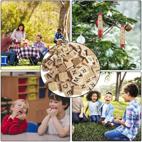 200 Stück Scrabble Buchstaben Holz A bis Z Puzzle, Scrabble Junior, Scrabble Buchstaben, Holz Buchstabe Fliesen zum Spielen für Kindererziehung Bastelarbeiten Schlafzimmer Decor