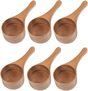 MornHalo 6 Pack Acacia Wood Coffee Scoops, Small Wooden Coffee Spoons for Jars and Containers Set of 6 Tablespoon Bean Sco...