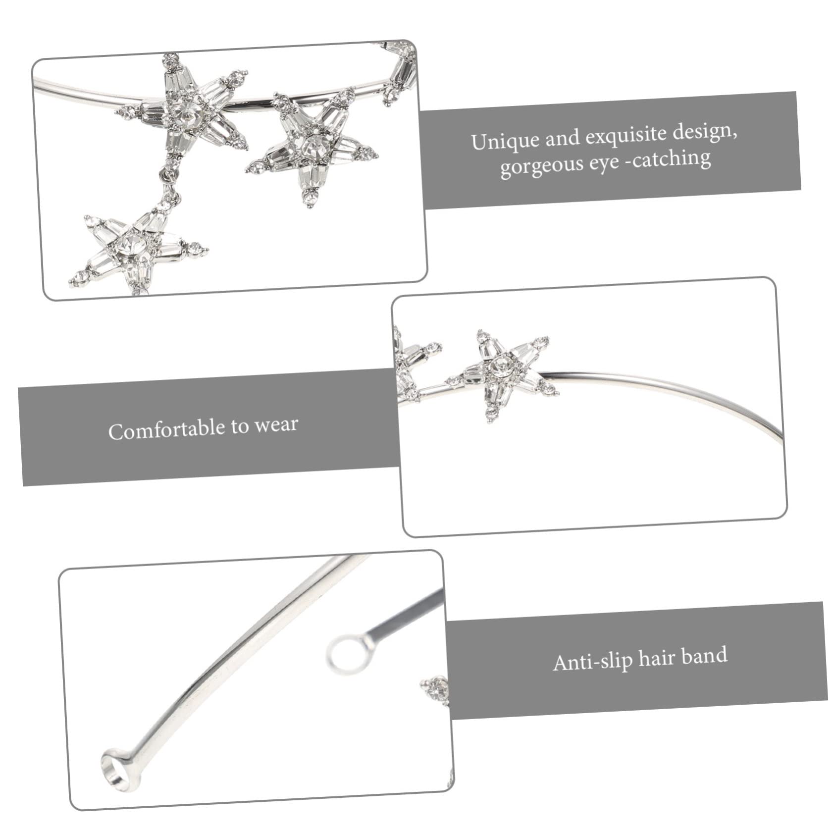 FRCOLOR 3stücke Rhinestone Star Haarband Für Bräute Glänzendes Haarschmuck-accessoire Für Hochzeiten Feiern Und Besondere Anlässe Stirnband Für Damen Und Mädchen