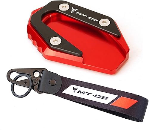 Miniatura 13 de CNC aluminio Motorcycle Side Stand Enlarge Plate Kickstand Extension for Yamaha R3 YZF R3 YZF-R3 MT03 MT-03 2014-2023 (Color : Red-MT03)