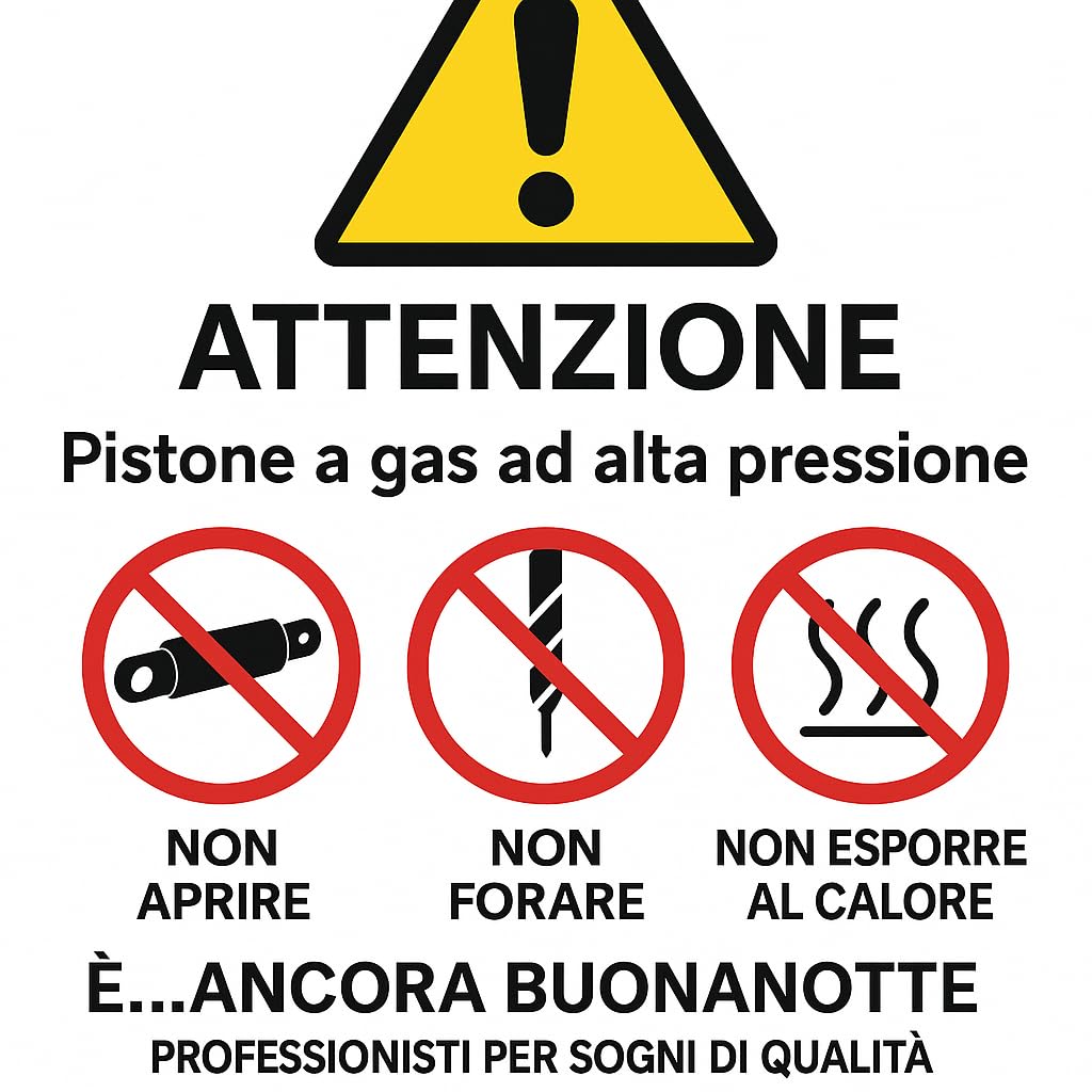 Pistoni Letto Contenitore 1000N (Coppia) – Interasse 415 mm – Ammortizzatori a Gas per Letti Matrimoniali – Attacco a Foro Passante – Ricambio Universale