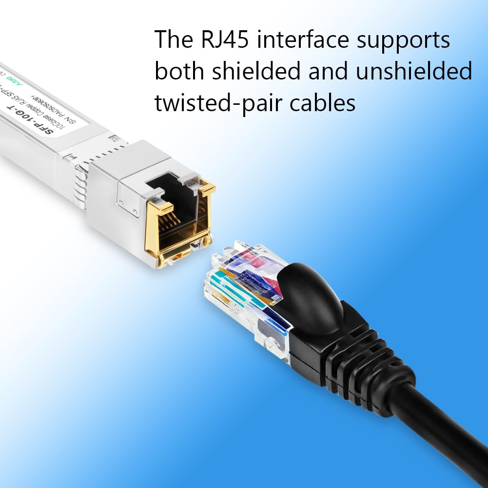 OFFCUP Module de SFP vers RJ45 en Cuivre, 10G SFP Base-T Jusqu'à 80 Mètres, Mini-GBIC Transceiver Compatible avec Cisco SFP-10G-TS Ubiquiti UF-RJ45-10G Netgear Mikrotik D-Link Supermicro