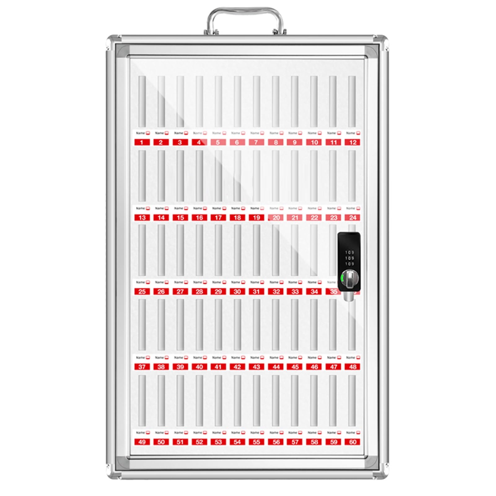 Mobile Phone Safe Deposit Box Aluminium Transparent Mobile Phone Cabinet Key Lock/Combination Lock Improve self-Control Suitable for Offices and Factories(Silver-2,60-bit)
