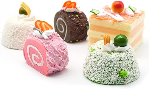 Miniatura 4 de 5 piezas de cupcakes artificiales para exhibición, pastel falso realista, postre sintético con fragancia, modelo de pastel en rollo para exhibición